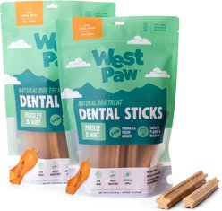 West Paw Natural Parsley & Mint Small Sticks Dental Dog Chew Treats, 14-oz bag, 14 count slide 2 of 9
