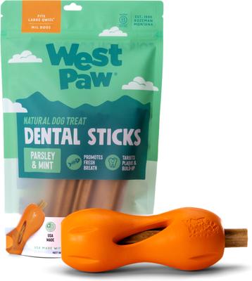Show full view: West Paw Natural Parsley & Mint Small Sticks Dental Dog Chew Treats, 14-oz bag, 14 count slide 6 of 11