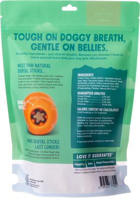 Show full view: West Paw Natural Parsley & Mint Small Sticks Dental Dog Chew Treats, 14-oz bag, 14 count slide 3 of 11