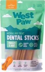 West Paw Natural Parsley & Mint Large Sticks Dental Dog Chew Treats, 14-oz bag, 7 count