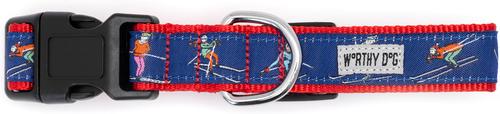 Show full view: The Worthy Dog Christmas Ski Nylon Dog Collar, Navy, Large: 14 to 20-in neck, 1-in wide slide 4 of 5