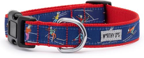 Show full view: The Worthy Dog Christmas Ski Nylon Dog Collar, Navy, Large: 14 to 20-in neck, 1-in wide slide 3 of 5