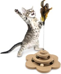 Kensie 4-Level Flower Feather Teaser, Bell & Scented Balls Track Tower Cat Toy