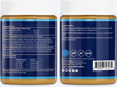 Show full view: Honest Paws Calming Peanut Butter Supplement for Dogs, 12-oz jar slide 6 of 9