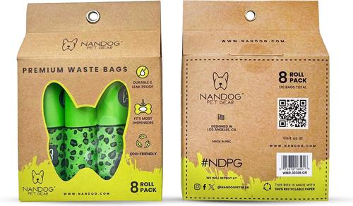 Show full view: Nandog Eco-Friendly Leak Proof Dog Green Leopard Poop Bags, Unscented, 8 rolls /120 bags slide 5 of 6