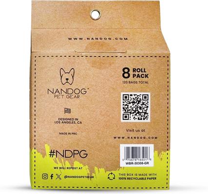 Show full view: Nandog Eco-Friendly Leak Proof Dog Green Leopard Poop Bags, Unscented, 8 rolls /120 bags slide 6 of 6