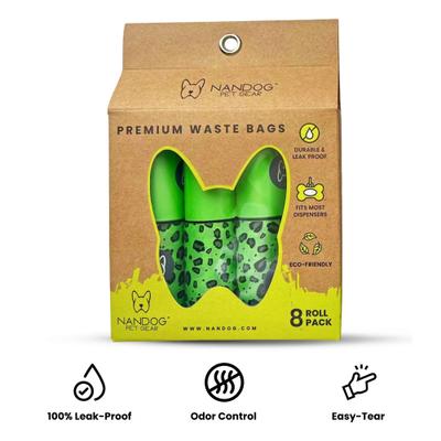 Show full view: Nandog Eco-Friendly Leak Proof Dog Green Leopard Poop Bags, Unscented, 8 rolls /120 bags slide 2 of 6