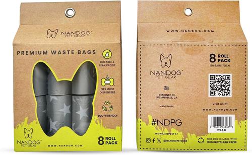 Show full view: Nandog Eco-Friendly Leak Proof Dog Stars Poop Bags, Unscented, 8 rolls /120 bags slide 5 of 7