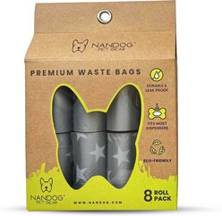 Nandog Eco-Friendly Leak Proof Dog Stars Poop Bags, Unscented, 8 rolls /120 bags
