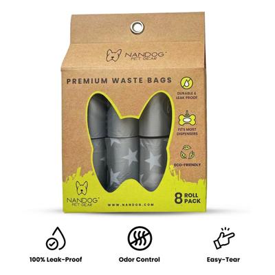 Show full view: Nandog Eco-Friendly Leak Proof Dog Stars Poop Bags, Unscented, 8 rolls /120 bags slide 2 of 7