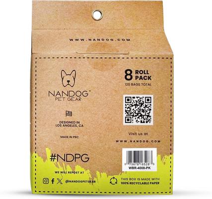 Show full view: Nandog Eco-Friendly Leak & Odor Proof Dog Pink Hearts Poop Bags, Unscented, 8 rolls /120 bags slide 6 of 6