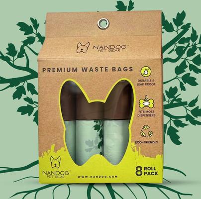 Show full view: Nandog Eco-Friendly Leak Proof Dog Green Leaves Poop Bags, Unscented, 8 rolls /120 bags slide 3 of 6