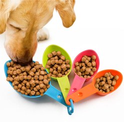 Vila 4-Pack Food Scoop Multi-Size Portion Control Plastic Dog Food Measuring Cups, Multicolor