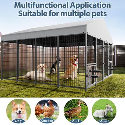 Show full view: LovMor Heavy Duty Outdoor Dog Kennel with Rotating 4 Bowls, Black, 10 x 10 x 6.5 ft slide 8 of 9