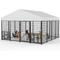 Show in main carousel: LovMor Heavy Duty Outdoor Dog Kennel with Rotating 4 Bowls, Black, 10 x 10 x 6.5 ft slide 7 of 9
