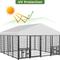 Show in main carousel: LovMor Heavy Duty Outdoor Dog Kennel with Rotating 4 Bowls, Black, 10 x 10 x 6.5 ft slide 3 of 9