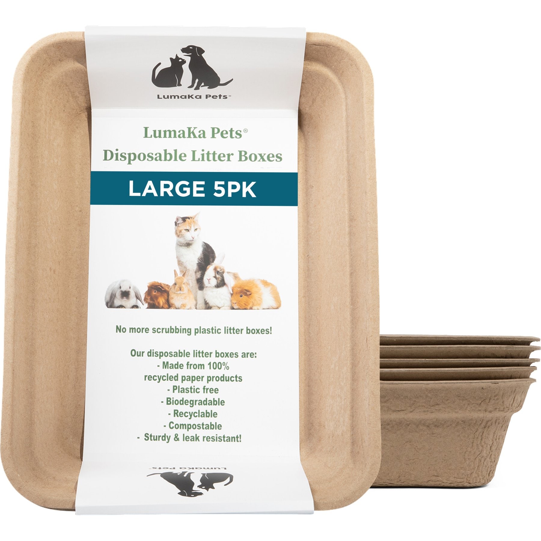 LumaKa Pets Disposable Cat Litter Box, 5 count, Large: 16.7 x 12.8 x 4.1-in