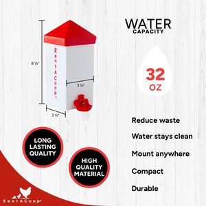 RentACoop Chick Waterer Plus Red Versatile Nipple, 32-oz