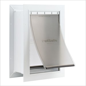 PetSafe Wall Entry Dual Flap Pet Door with Closing Panel, White, Large