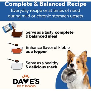 Dave's Pet Food Restricted Bland Diet Sensitive Stomach Digestive Care Chicken & Rice Canned Wet Dog Food, 13.2-oz, case of 12