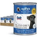 Dave's Pet Food Restricted Bland Diet Sensitive Stomach Digestive Care Chicken & Rice Canned Wet Dog Food, 22-oz, case of 12