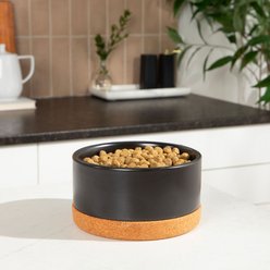 Waggo Corky Non-Slip Removable Cork Base Dog & Cat Bowl, 4-cup, Black slide 2 of 9