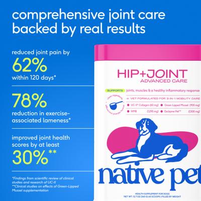 Show full view: Native Pet Advanced Care Beef Flavored Powder Hip & Joint Supplement for Dogs, 12.7-oz slide 4 of 11