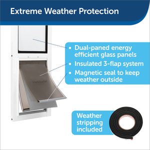 PetSafe Extreme Weather Sliding Glass Cat & Dog Door, White, Large