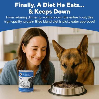 Show full view: Dave's Pet Food Restricted Bland Diet Sensitive Stomach Digestive Care Chicken & Rice Canned Wet Dog Food, 13.2-oz, case of 12 slide 5 of 13