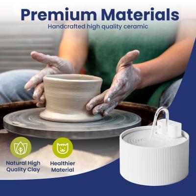 Show full view: PawsPik CeramiFlow Ceramic Battery-Operated Faucet Dog & Cat Water Fountain, White, 9-cup slide 8 of 11