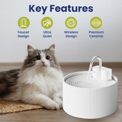 Show full view: PawsPik CeramiFlow Ceramic Battery-Operated Faucet Dog & Cat Water Fountain, White, 9-cup slide 2 of 11