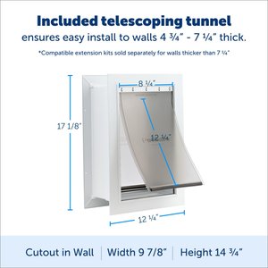 PetSafe Wall Entry Dual Flap Pet Door with Closing Panel, White, Medium