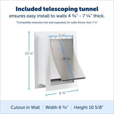 Show full view: PetSafe Wall Entry Dual Flap Pet Door with Closing Panel, White, Small slide 4 of 9