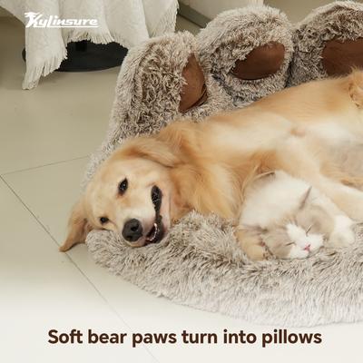 Show full view: Kylinsure Round Plush Calming Donut Dog & Cat Bed, Brown, Small slide 8 of 12