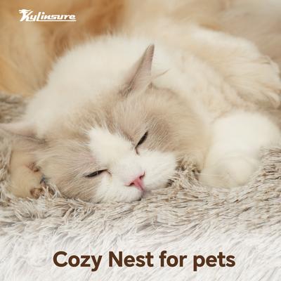 Show full view: Kylinsure Round Plush Calming Donut Dog & Cat Bed, Brown, Small slide 4 of 12