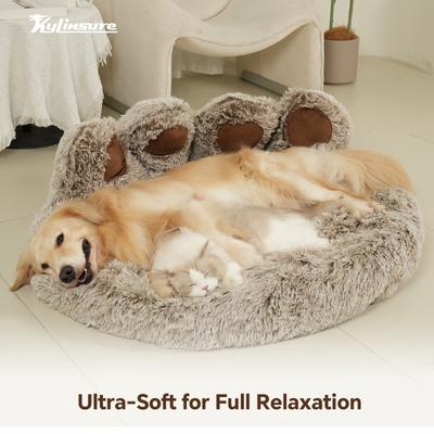 Show full view: Kylinsure Round Plush Calming Donut Dog & Cat Bed, Brown, Small slide 3 of 12