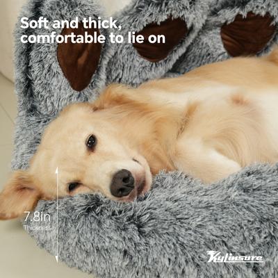 Show full view: Kylinsure Round Plush Calming Donut Dog & Cat Bed, Grey, Large slide 9 of 12