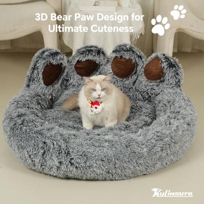 Show full view: Kylinsure Round Plush Calming Donut Dog & Cat Bed, Grey, Large slide 3 of 12