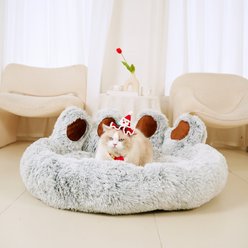 Kylinsure Round Plush Calming Donut Dog & Cat Bed, Light Grey, XX-Large