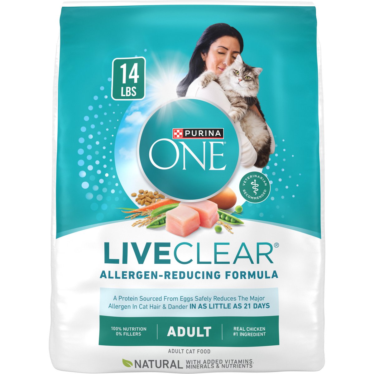 Purina ONE LiveClear Allergen-Reducing Formula Chicken Flavor Dry Cat Food, 14-lb bag