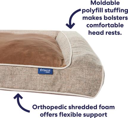 Show full view: Frisco Orthopedic Sofa Cat & Dog Bed with Removable Cover, Beige, X-Large slide 4 of 9
