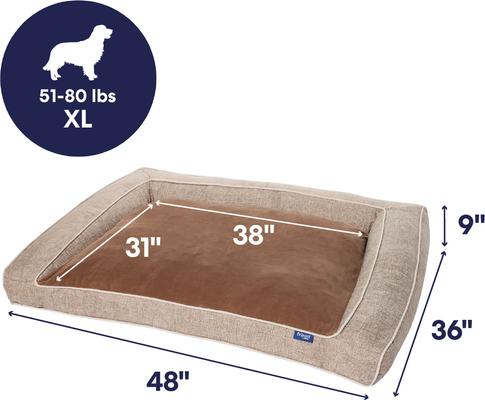Show full view: Frisco Orthopedic Sofa Cat & Dog Bed with Removable Cover, Beige, X-Large slide 2 of 9