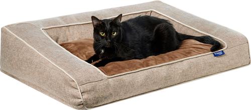 Show full view: Frisco Orthopedic Sofa Cat & Dog Bed with Removable Cover, Beige, Medium slide 3 of 10