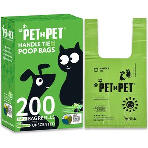 PET N PET Tie Handle Dog Poop Bags, Unscented, 200 count