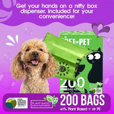 Show full view: PET N PET Tie Handle Dog Poop Bags, Lavender Scented, 200 count slide 3 of 8