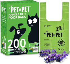PET N PET Tie Handle Dog Poop Bags, Lavender Scented, 200 count
