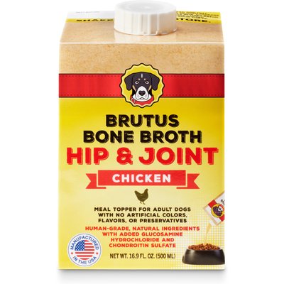 Brutus Broth Brutus Broth Chicken Bone Broth Hip & Joint with Glucosamine Dog Food Topper, 16.9-oz box