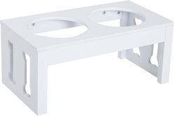AOSTIRMOTOR 23-in Modern Wooden Heavy Duty Dog Food Bowl Elevated Feeding Station, Small: 2-cup, White slide 2 of 9