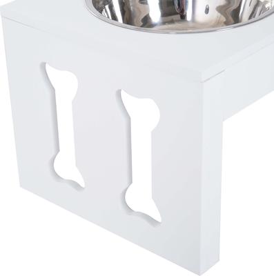 Show full view: AOSTIRMOTOR 23-in Modern Wooden Heavy Duty Dog Food Bowl Elevated Feeding Station, Small: 2-cup, White slide 9 of 9