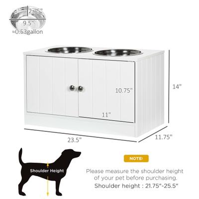 Show full view: AOSTIRMOTOR PawHut Elevated Dog Bowls with Storage Cabinet, Large: 44-L, White slide 4 of 7